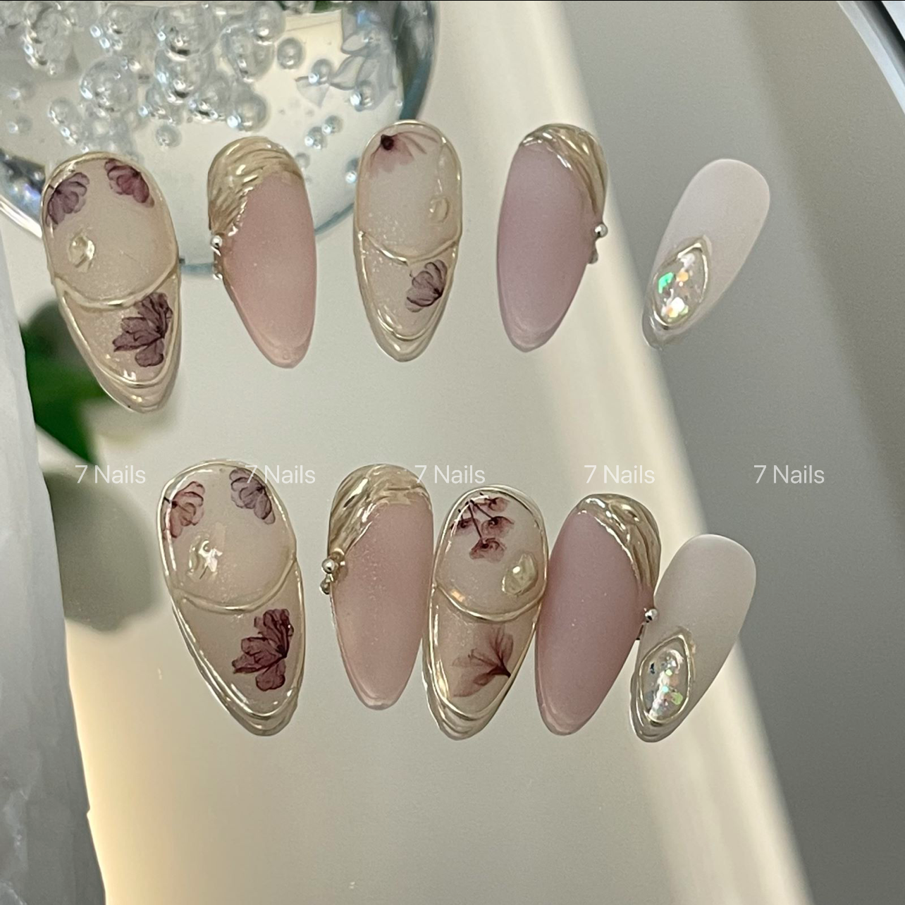 N001: Matte Gold Pink Tulip